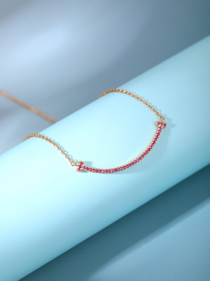 [Reverie Jewels]BIG SMILE PEDANT PINK DIAMOND NECKLACE