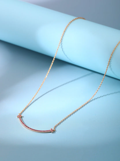[Reverie Jewels]BIG SMILE PEDANT PINK DIAMOND NECKLACE