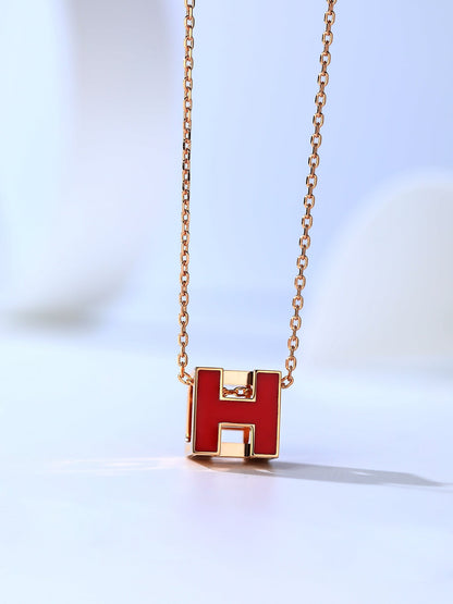 [⭐Reverie Jewels]H CAGE PINK GOLD NECKLACE
