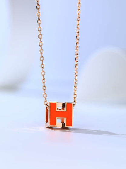 [⭐Reverie Jewels]H CAGE PINK GOLD NECKLACE