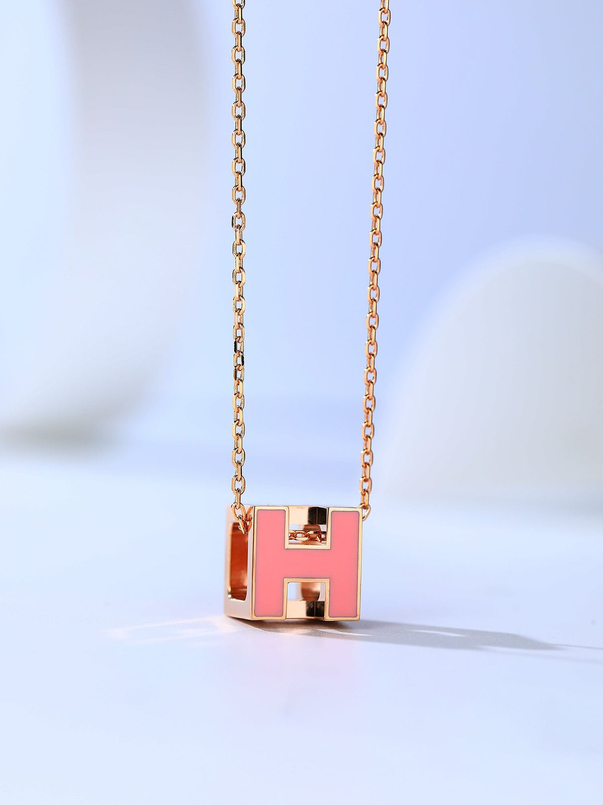 [⭐Reverie Jewels]H CAGE PINK GOLD NECKLACE