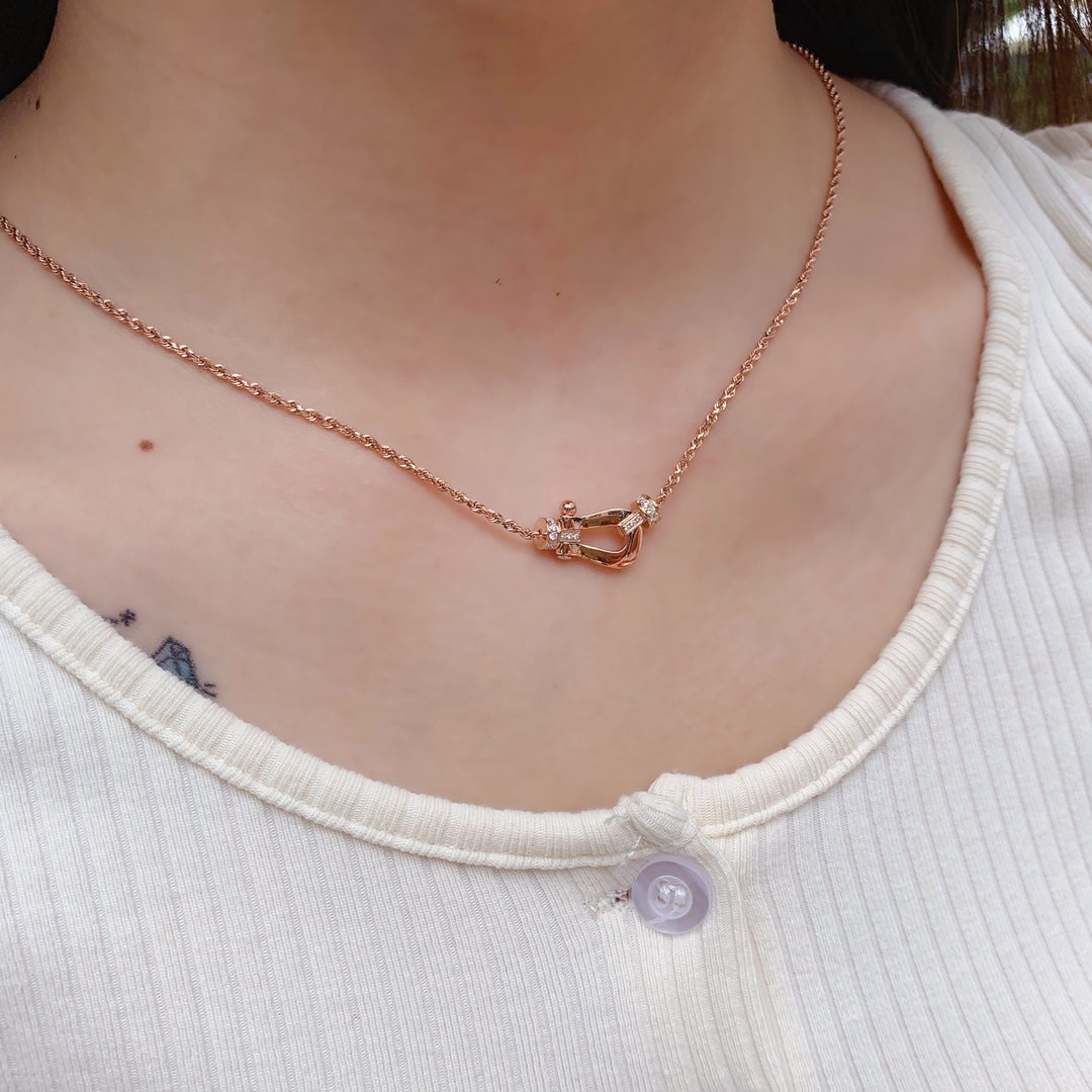 [⭐Reverie Jewels]FORCE 10 PINK GOLD DIAMOND NECKLACE