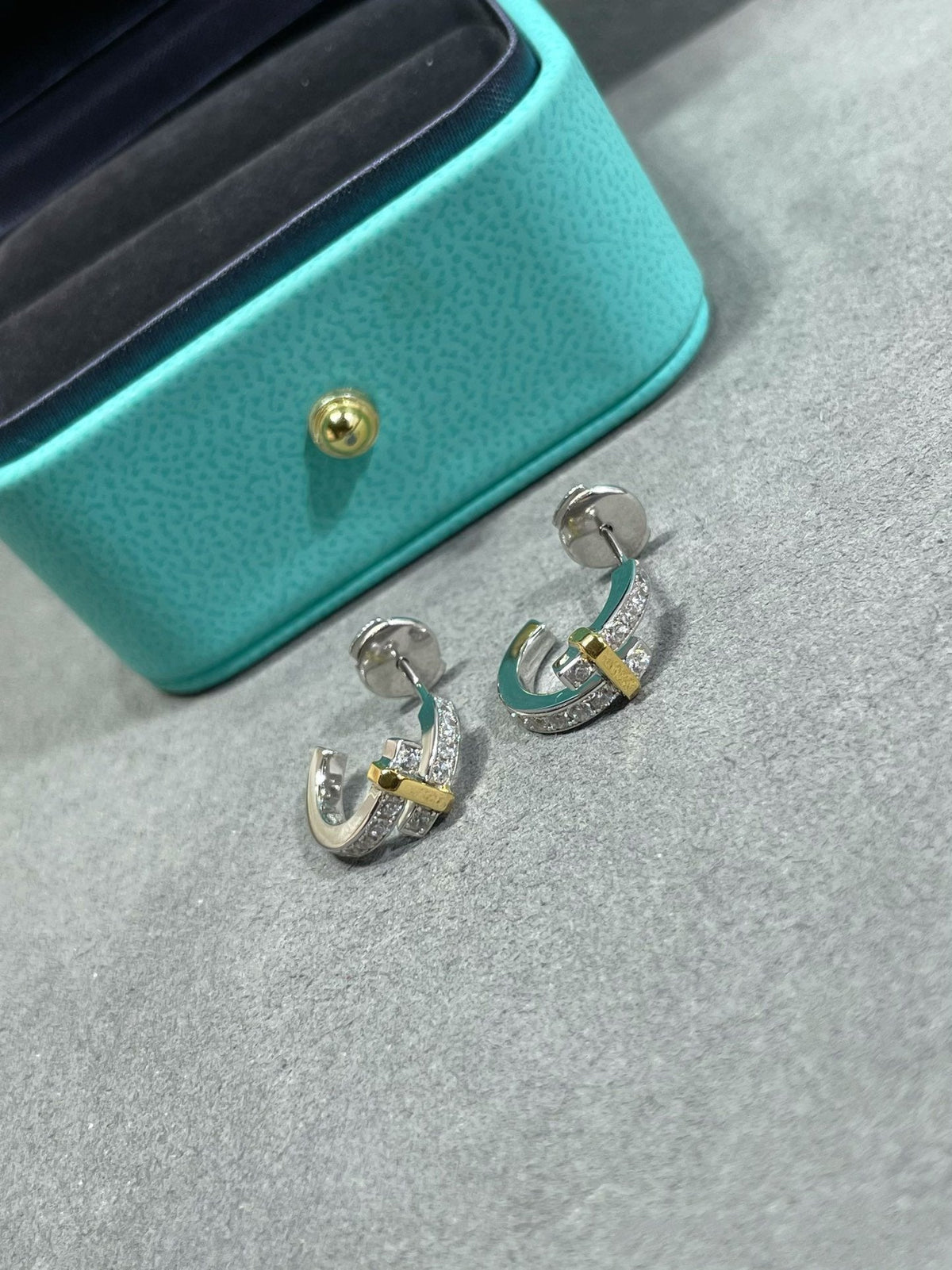 [Reverie Jewels]EDGE DIAMOND PINK GOLD EARRINGS