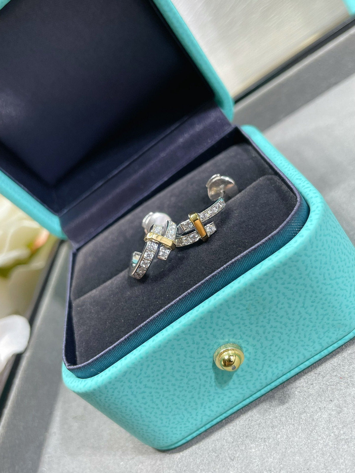 [Reverie Jewels]EDGE DIAMOND PINK GOLD EARRINGS