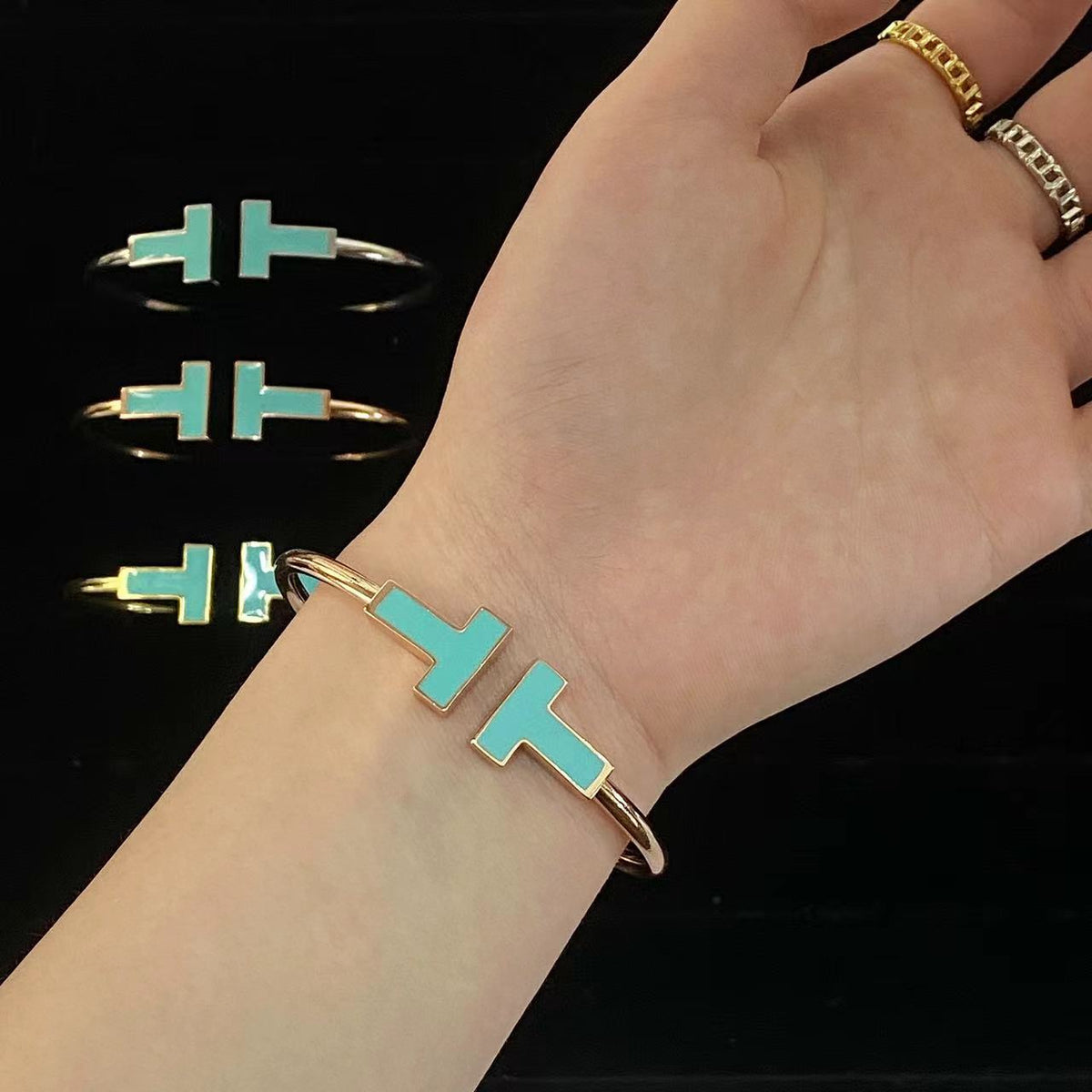 [Reverie Jewels]T WIDE TURQUOISE OPEN BRACELET