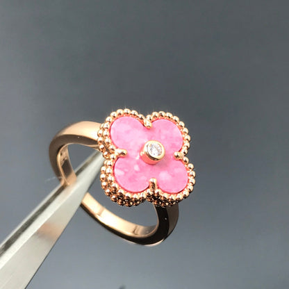 [⭐Reverie Jewels]CLOVER RHODONITE ROSE GOLD RING