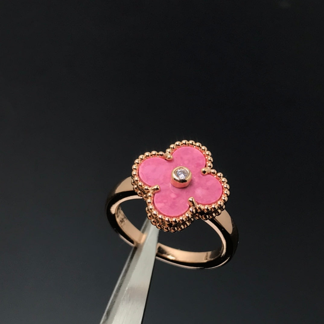 [⭐Reverie Jewels]CLOVER RHODONITE ROSE GOLD RING