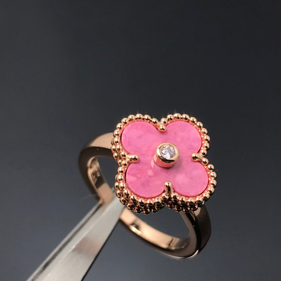 [⭐Reverie Jewels]CLOVER RHODONITE ROSE GOLD RING
