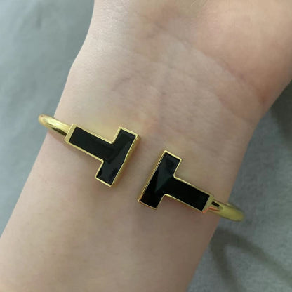 [Reverie Jewels]T WIDE ONYX OPEN BRACELET