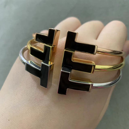 [Reverie Jewels]T WIDE ONYX OPEN BRACELET