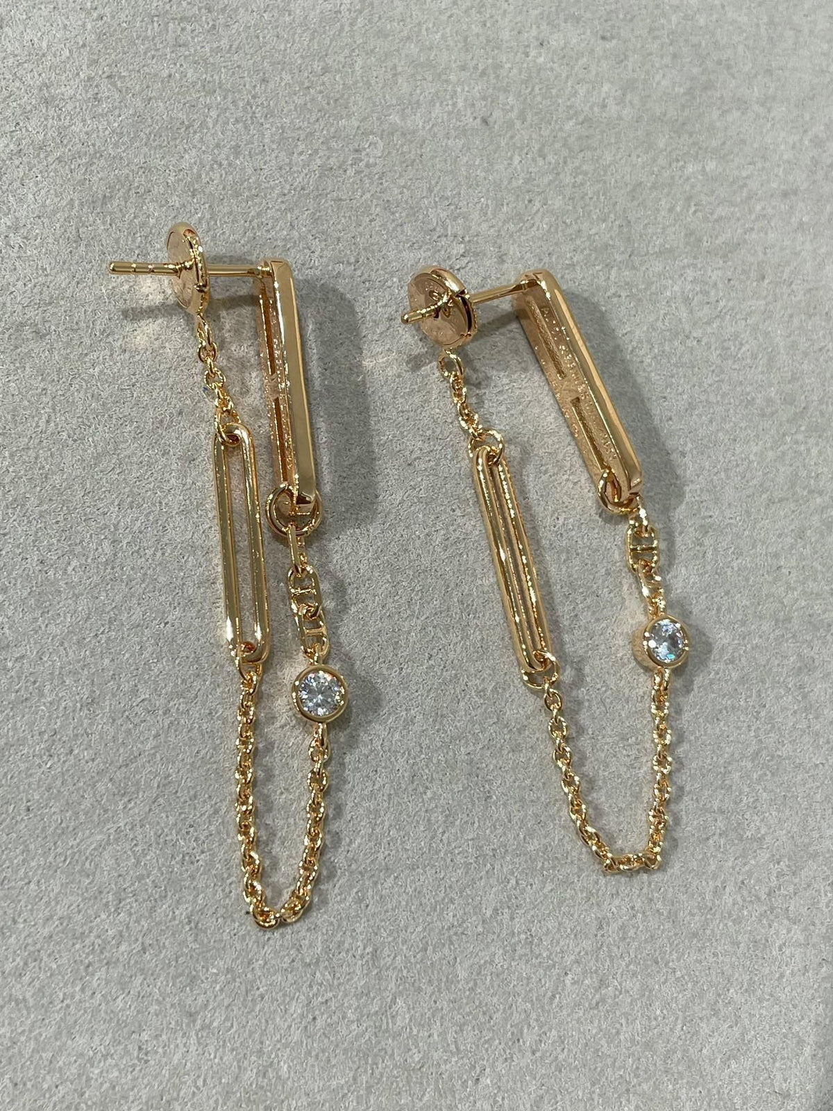 [⭐Reverie Jewels]CHAINE CHAOS DIAMOND DROP EARRINGS