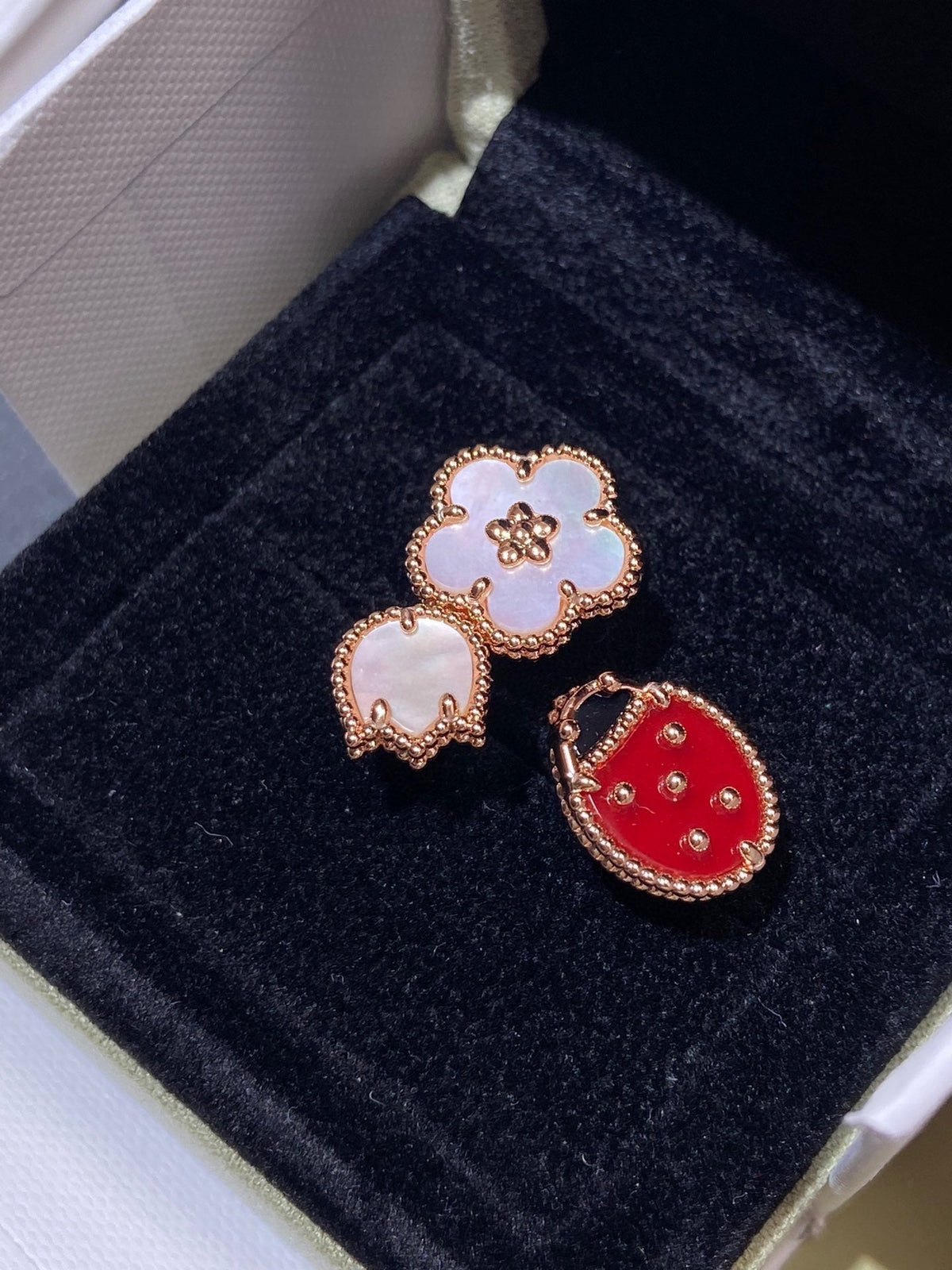 [⭐Reverie Jewels]LUCKY 3 MOTIF ROSE GOLD RING