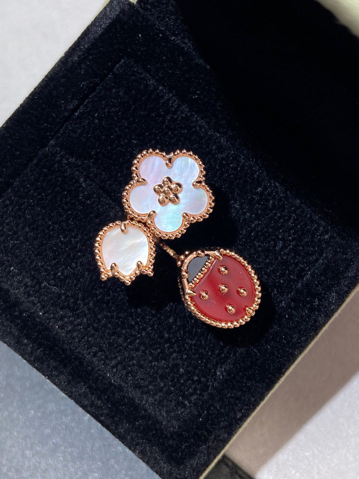 [⭐Reverie Jewels]LUCKY 3 MOTIF ROSE GOLD RING
