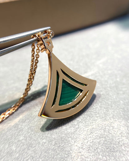 [⭐Reverie Jewels]DREAM MALACHITE DIAMOND PAVED PINK GOLD NECKLACE