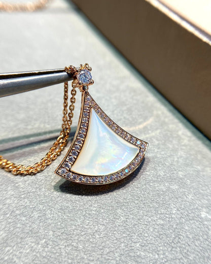 [⭐Reverie Jewels]DREAM MOP DIAMOND PAVED PINK GOLD NECKLACE