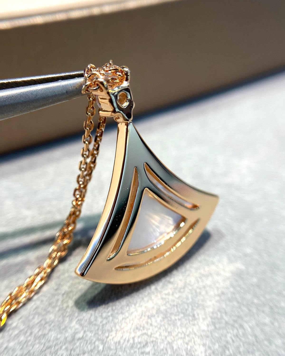 [⭐Reverie Jewels]DREAM MOP DIAMOND PAVED PINK GOLD NECKLACE