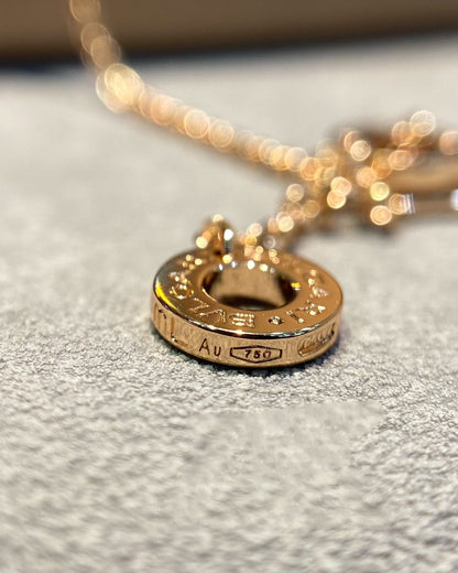 [⭐Reverie Jewels]DREAM MOP DIAMOND PAVED PINK GOLD NECKLACE