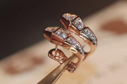 [⭐Reverie Jewels]SERPENT PINK GOLD DIAMOND EARRINGS