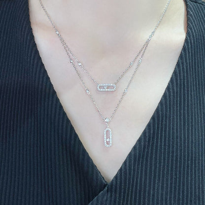 [⭐Reverie Jewels]MOVE 2 ROW DIAMOND NECKLACE