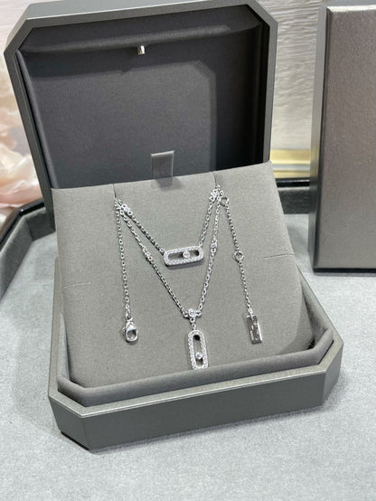 [⭐Reverie Jewels]MOVE 2 ROW DIAMOND NECKLACE