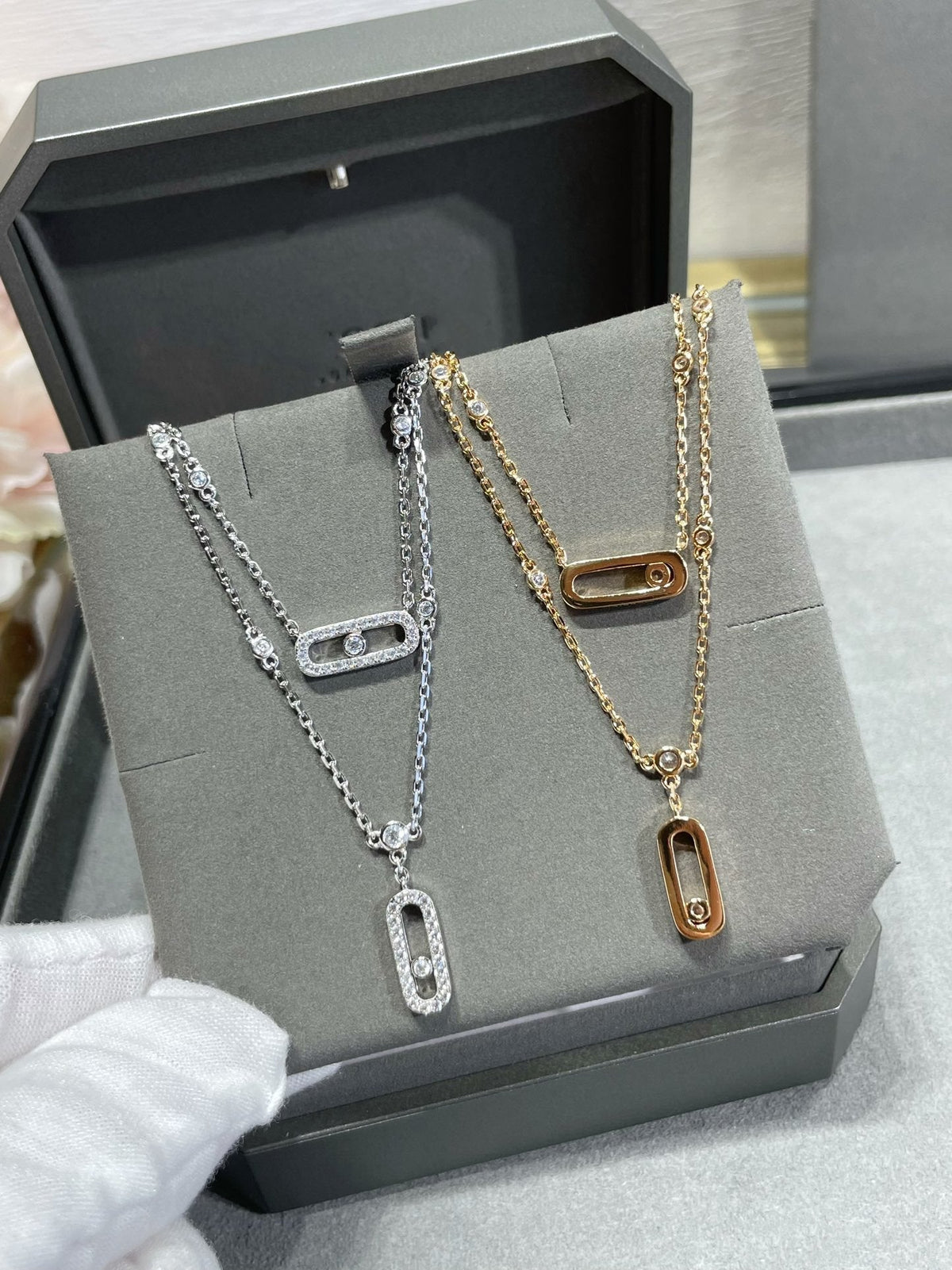 [⭐Reverie Jewels]MOVE 2 ROW DIAMOND NECKLACE