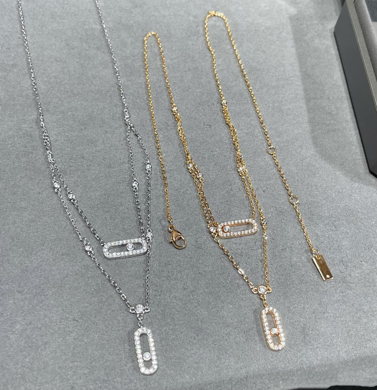 [⭐Reverie Jewels]MOVE 2 ROW DIAMOND NECKLACE