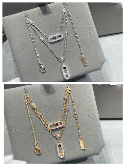 [⭐Reverie Jewels]MOVE 2 ROW DIAMOND NECKLACE