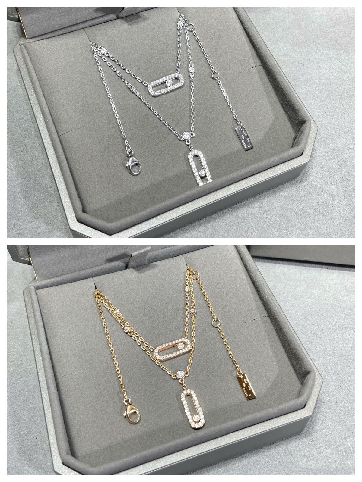 [⭐Reverie Jewels]MOVE 2 ROW DIAMOND NECKLACE