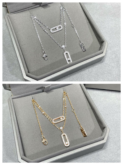 [⭐Reverie Jewels]MOVE 2 ROW DIAMOND NECKLACE