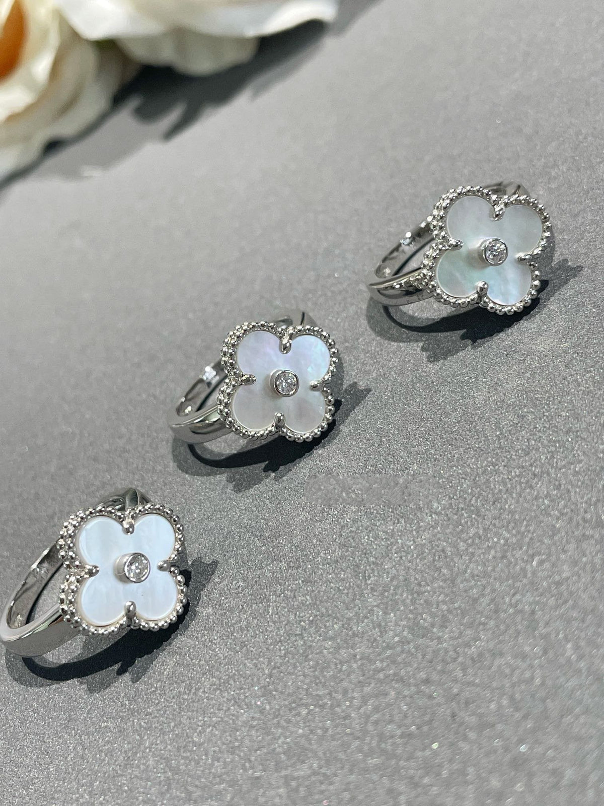 [⭐Reverie Jewels]CLOVER SILVER MOP DIAMOND RING