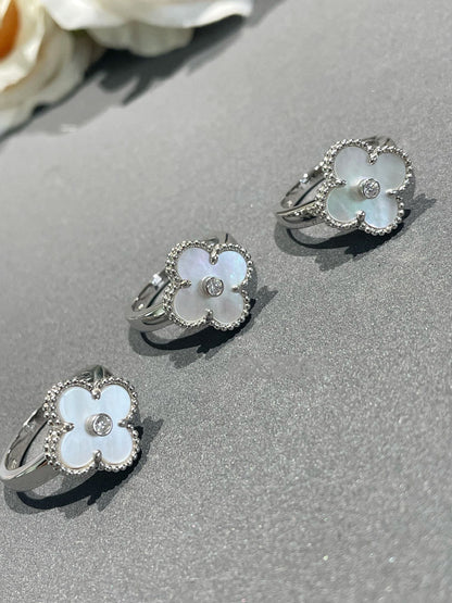 [⭐Reverie Jewels]CLOVER SILVER MOP DIAMOND RING