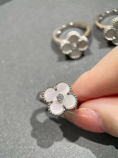 [⭐Reverie Jewels]CLOVER SILVER MOP DIAMOND RING