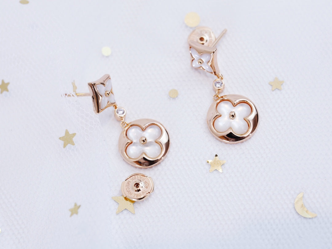 [⭐Reverie Jewels]STAR AND SUN PINK GOLD MOP DROP EARRINGS