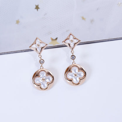 [⭐Reverie Jewels]STAR AND SUN PINK GOLD MOP DROP EARRINGS