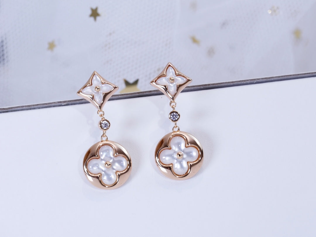 [⭐Reverie Jewels]STAR AND SUN PINK GOLD MOP DROP EARRINGS