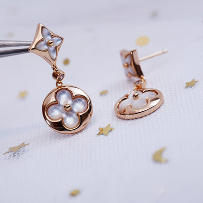 [⭐Reverie Jewels]STAR AND SUN PINK GOLD MOP DROP EARRINGS