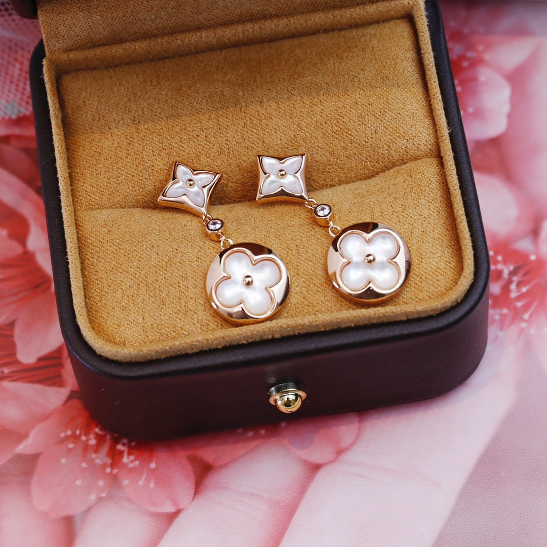 [⭐Reverie Jewels]STAR AND SUN PINK GOLD MOP DROP EARRINGS