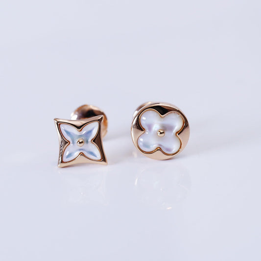 [⭐Reverie Jewels]STAR AND SUN PINK GOLD MOP STUD EARRINGS