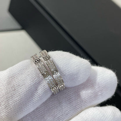 [⭐Reverie Jewels]LOVE DIAMOND SILVER HOOP EARRINGS