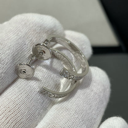 [⭐Reverie Jewels]LOVE DIAMOND SILVER HOOP EARRINGS