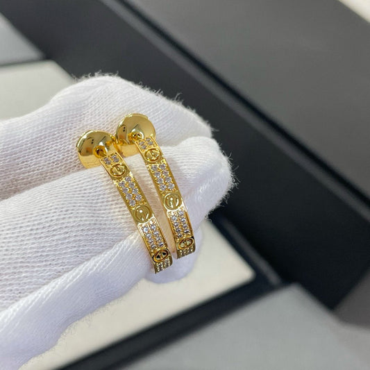 [⭐Reverie Jewels]LOVE DIAMOND GOLD HOOP EARRINGS