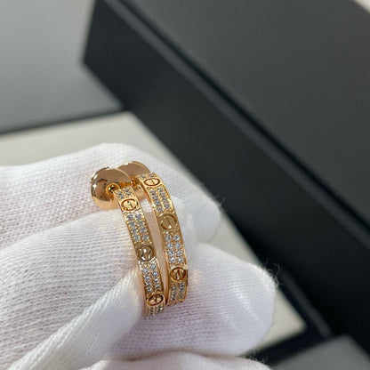 [⭐Reverie Jewels]LOVE DIAMOND PINK GOLD HOOP EARRINGS
