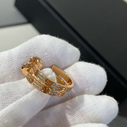 [⭐Reverie Jewels]LOVE DIAMOND PINK GOLD HOOP EARRINGS