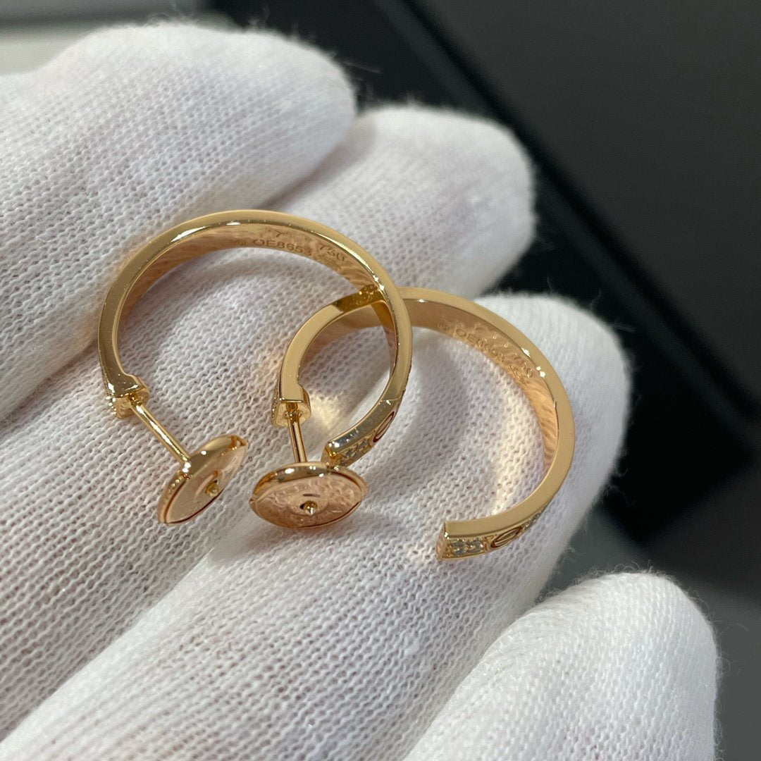 [⭐Reverie Jewels]LOVE DIAMOND PINK GOLD HOOP EARRINGS