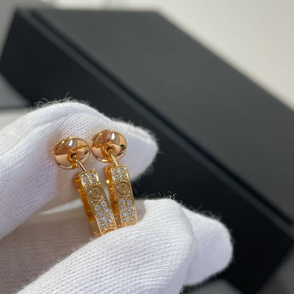 [⭐Reverie Jewels]LOVE DIAMOND PINK GOLD HOOP EARRINGS