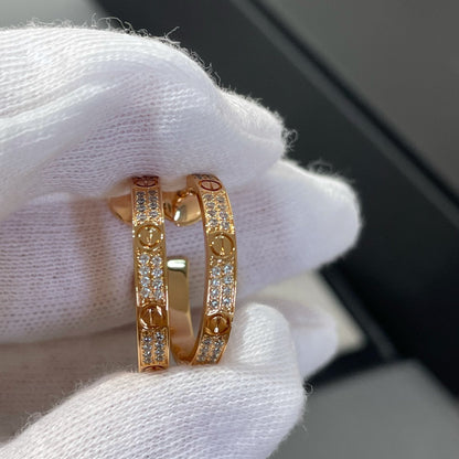 [⭐Reverie Jewels]LOVE DIAMOND PINK GOLD HOOP EARRINGS