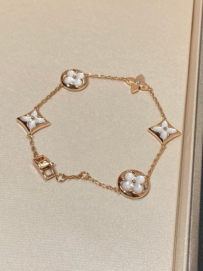 [⭐Reverie Jewels]STAR AND SUN 5 MOTIF MOP PINK GOLD BRACELET