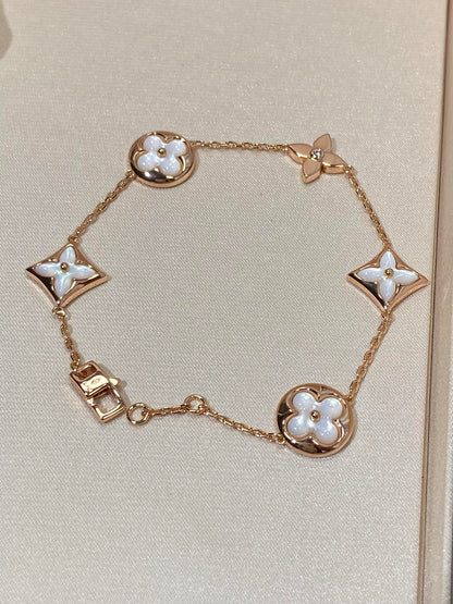[⭐Reverie Jewels]STAR AND SUN 5 MOTIF MOP PINK GOLD BRACELET