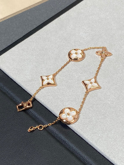 [⭐Reverie Jewels]STAR AND SUN 5 MOTIF MOP PINK GOLD BRACELET