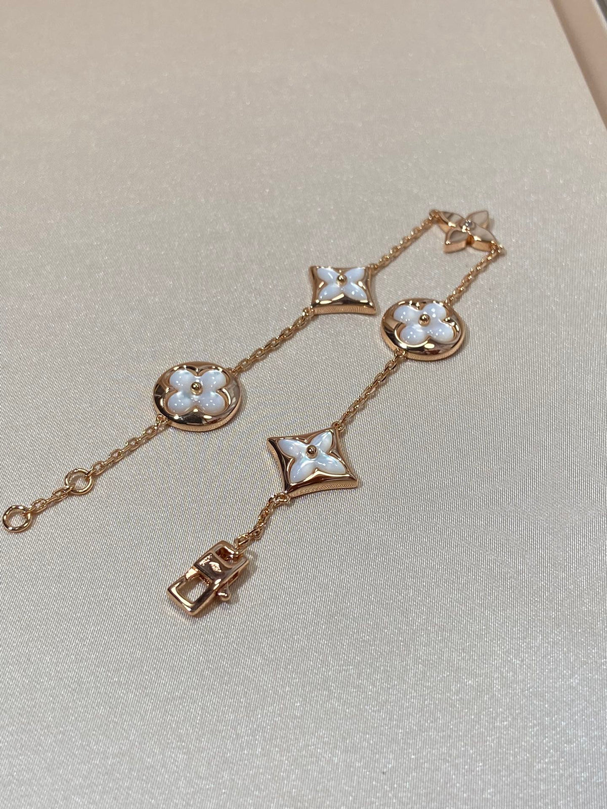 [⭐Reverie Jewels]STAR AND SUN 5 MOTIF MOP PINK GOLD BRACELET